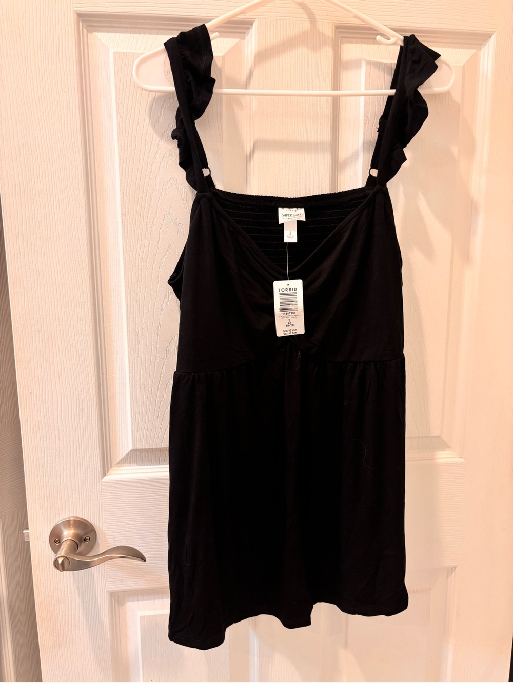 Torrid Super Soft Black Ruffle Strap Tank Top